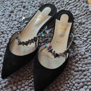 Christian Louboutin Black Studded Mules